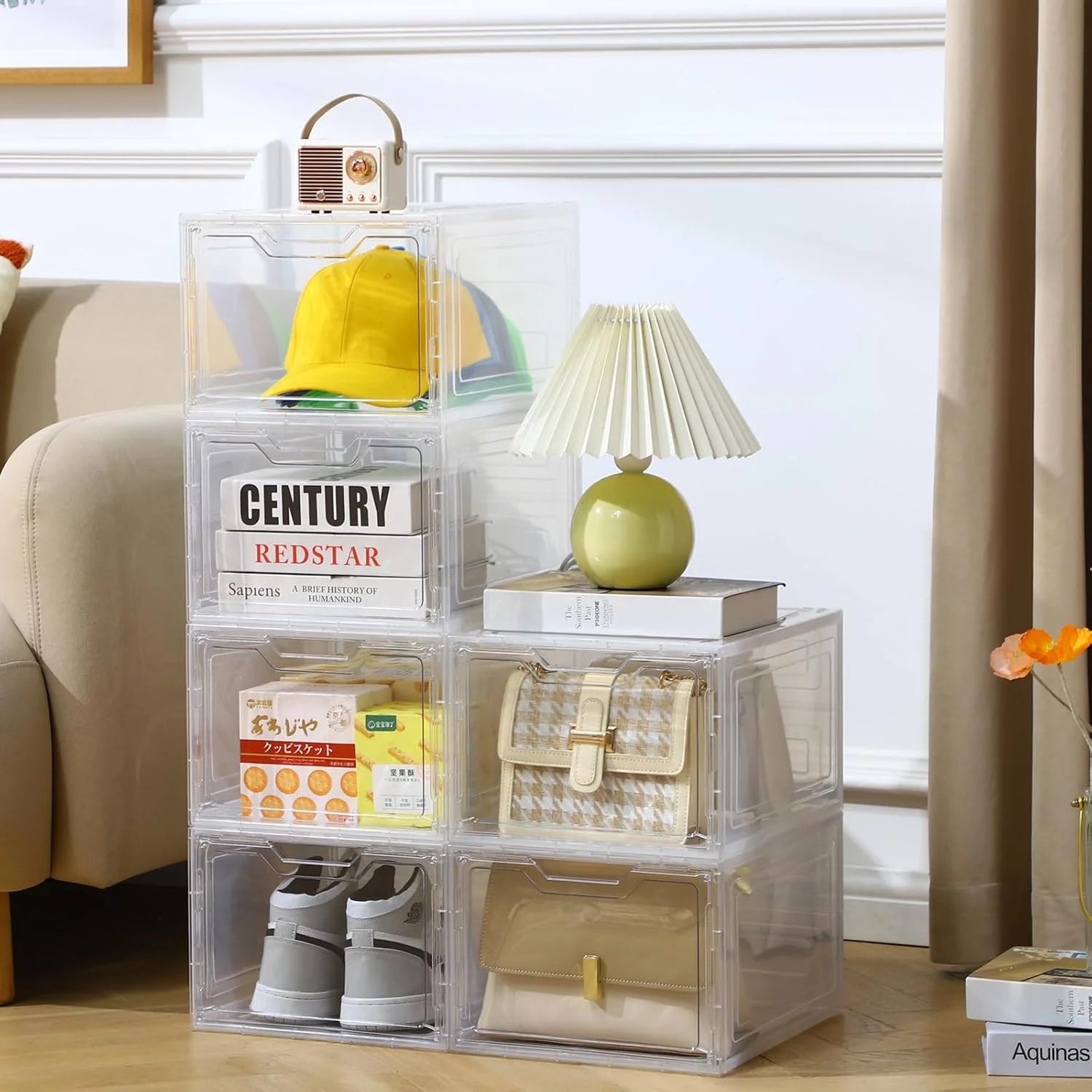 Stackable Clear Plastic Storage Bins with Lids G80963