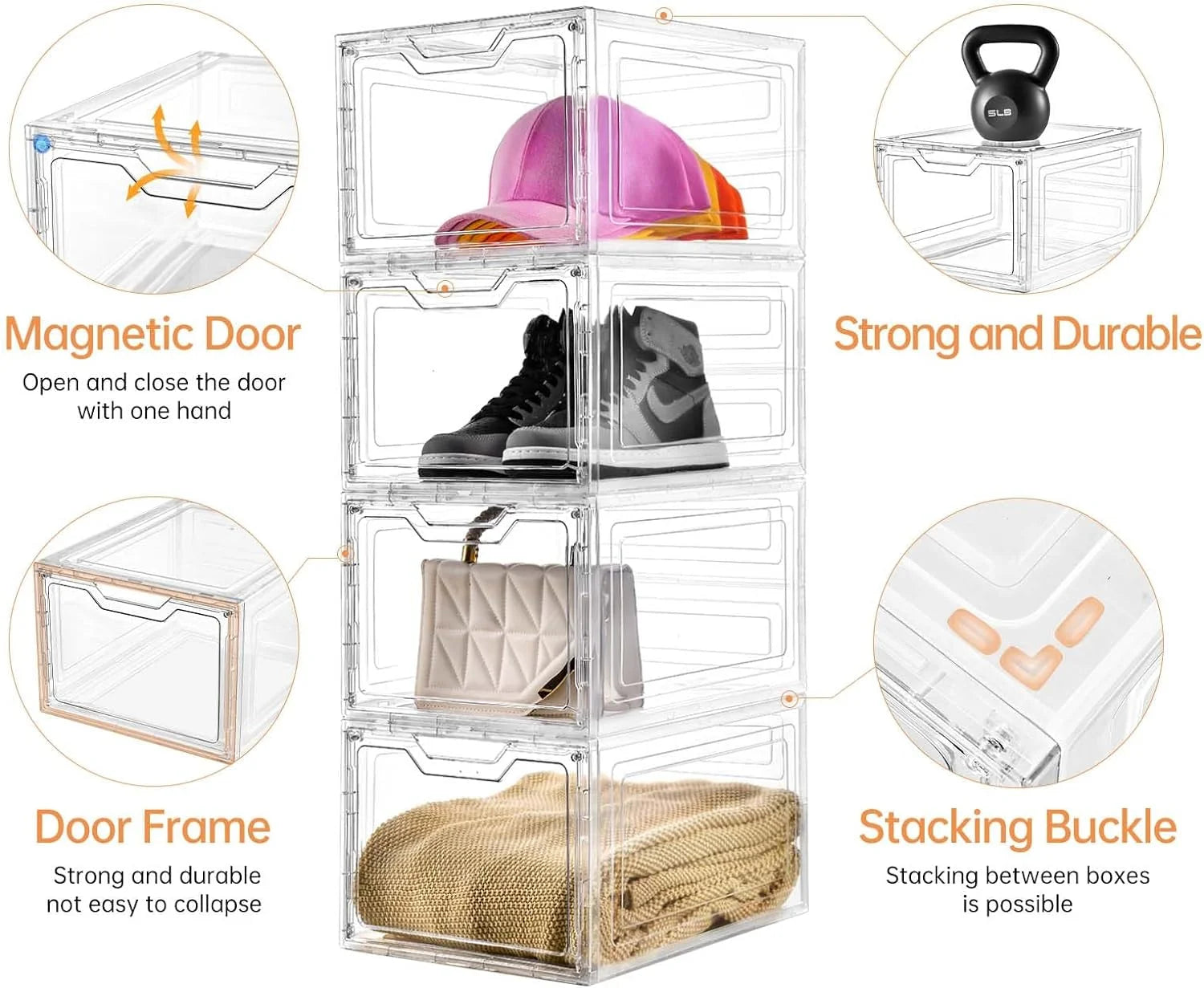 Stackable Clear Plastic Storage Bins with Lids G80963