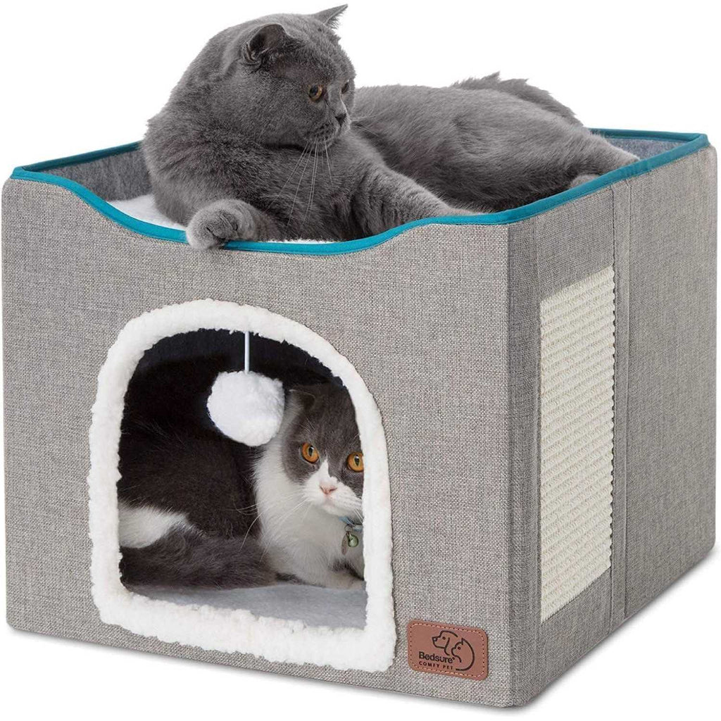 Large Cat Cave Bed with Hanging Ball and Scratch Pad C663
