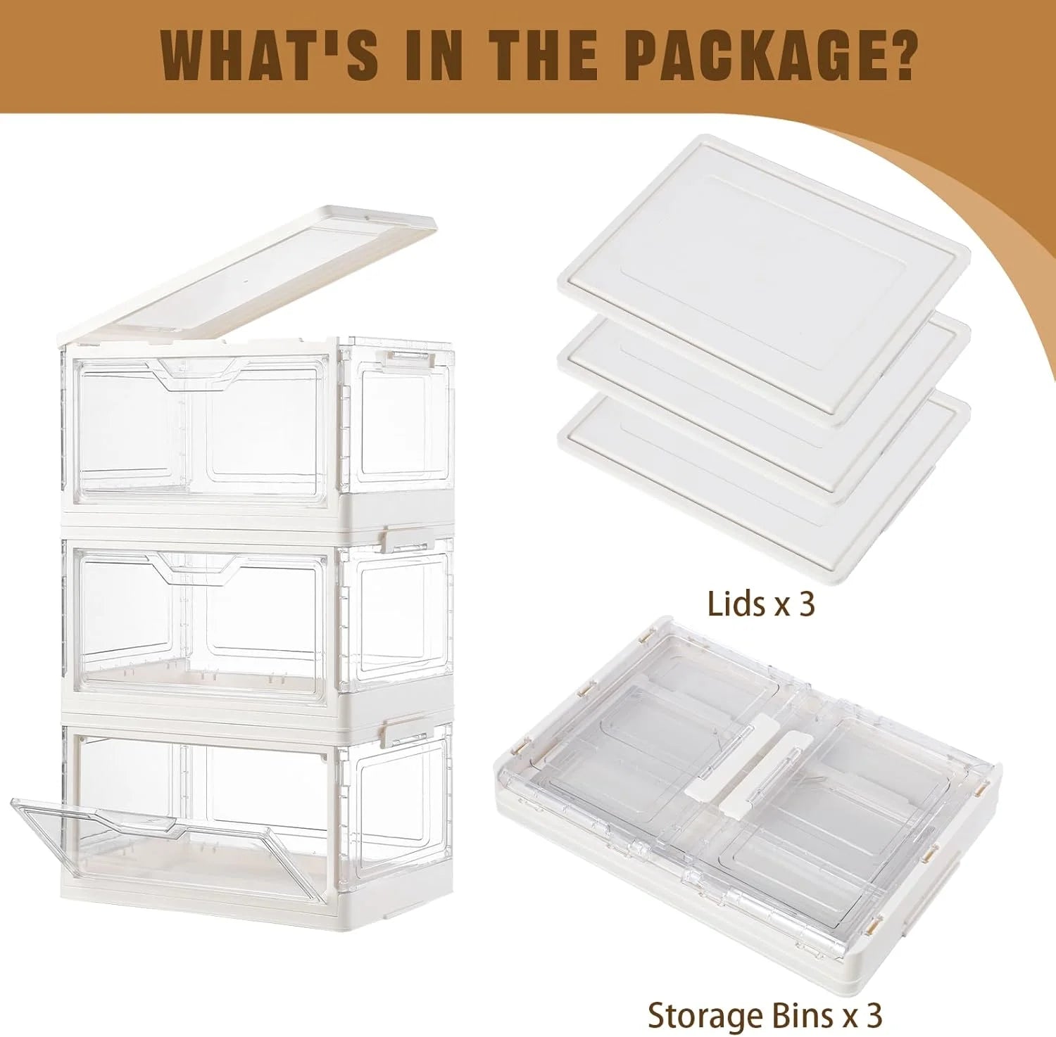 Stackable Clear Plastic Storage Bins with Lids G80963