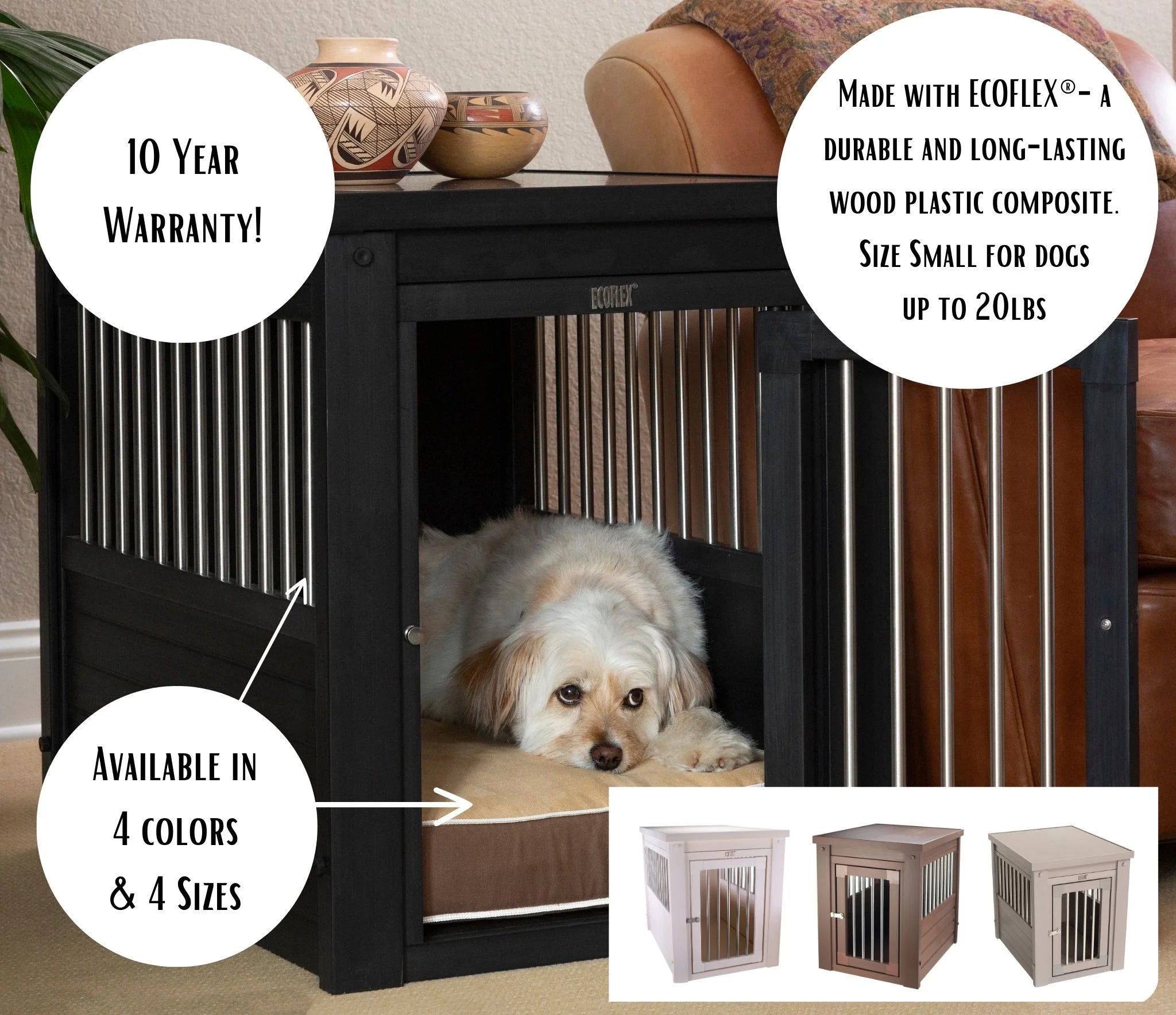 Dog Crate End Table - Antique White Medium X643202