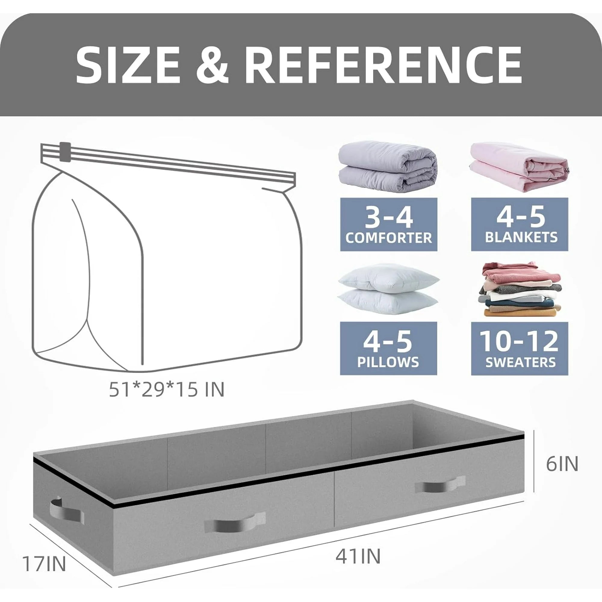 Under Bed Storage Container for Quilts Pillows Blankets, Foldable Large Capacity N668214