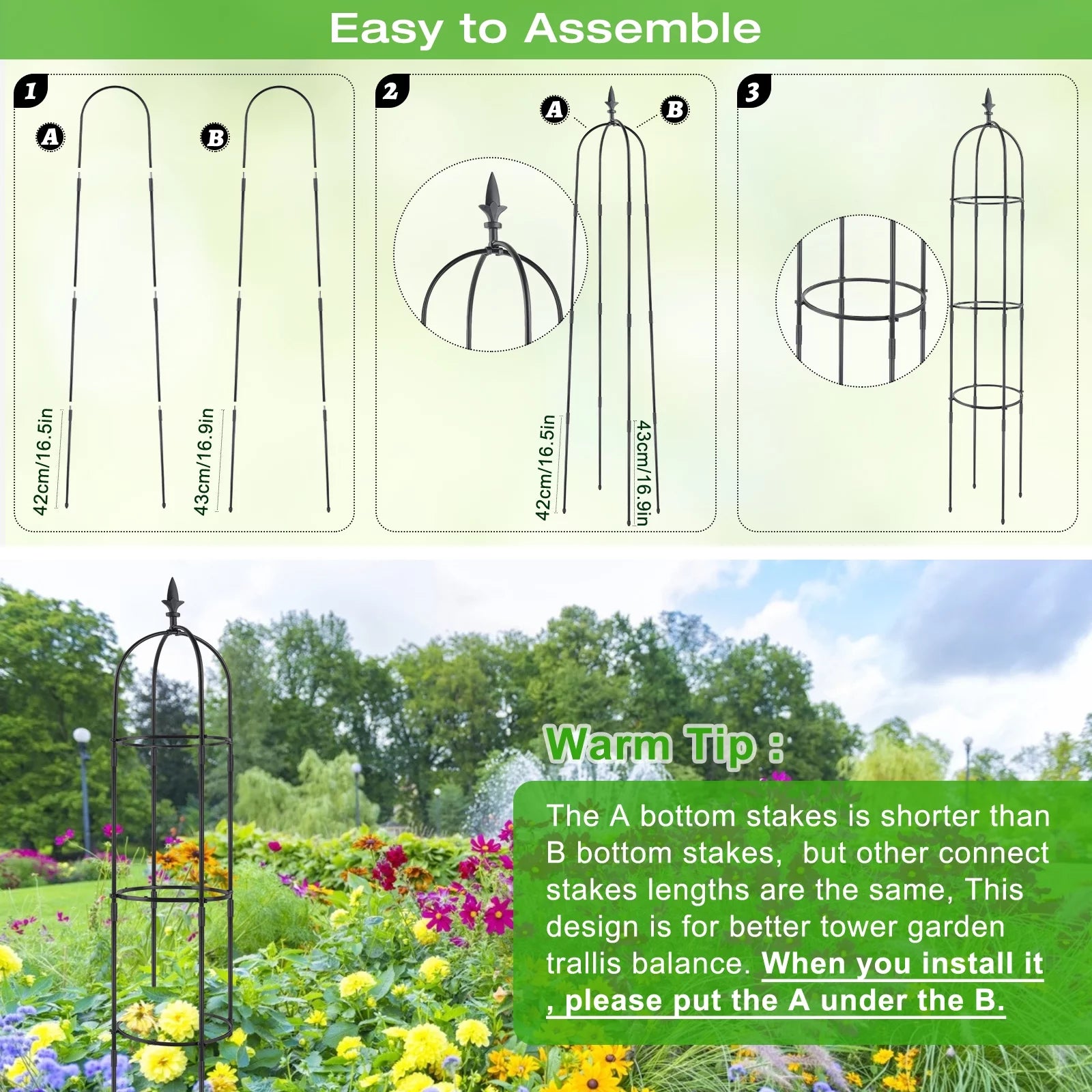 Garden Trellis 6ft Tall Plant Support for Climbing Vines and Flowers, 2 Pack G82894