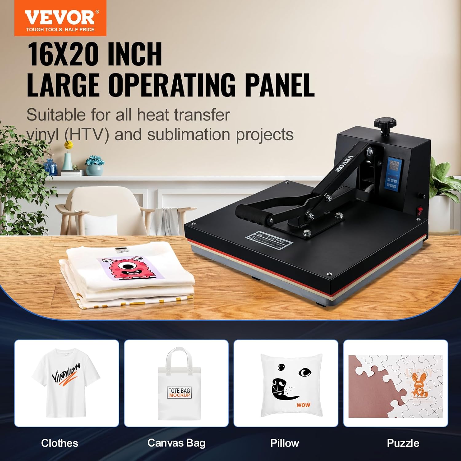 Heat Press Machine 16 x 20 in, Clamshell Sublimation Transfer Printer T838