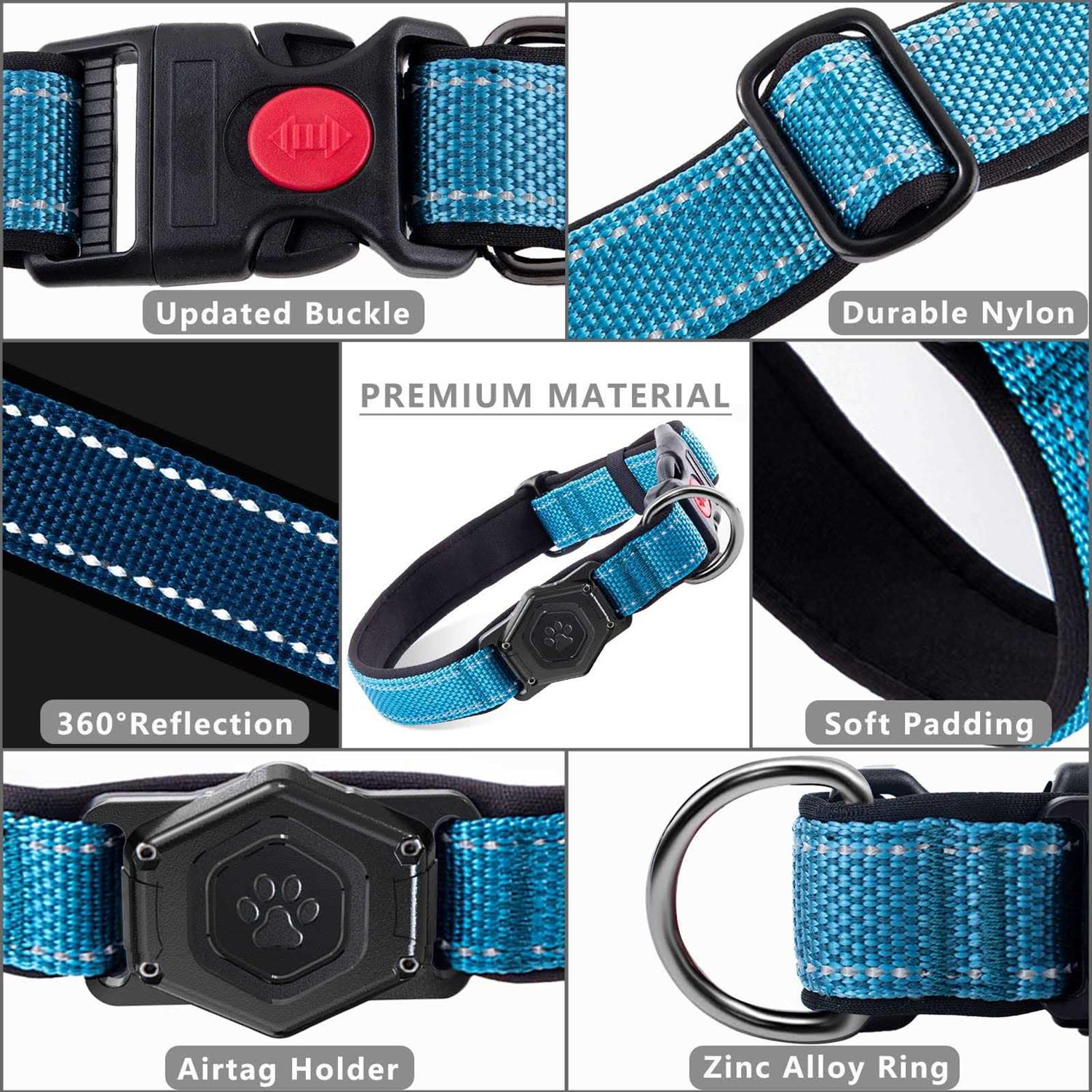 Waterproof GPS Tracking Dog Collar with Reflective Strip, Adjustable Soft Pet Collar U92419