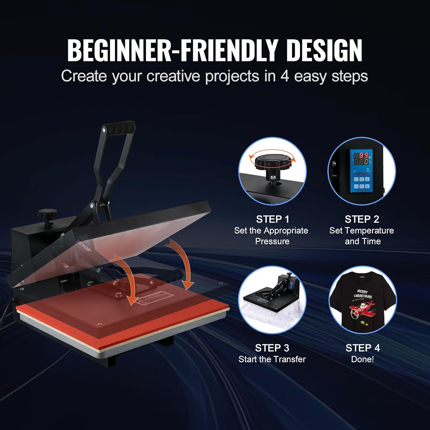Heat Press Machine 16 x 20 in, Clamshell Sublimation Transfer Printer T838