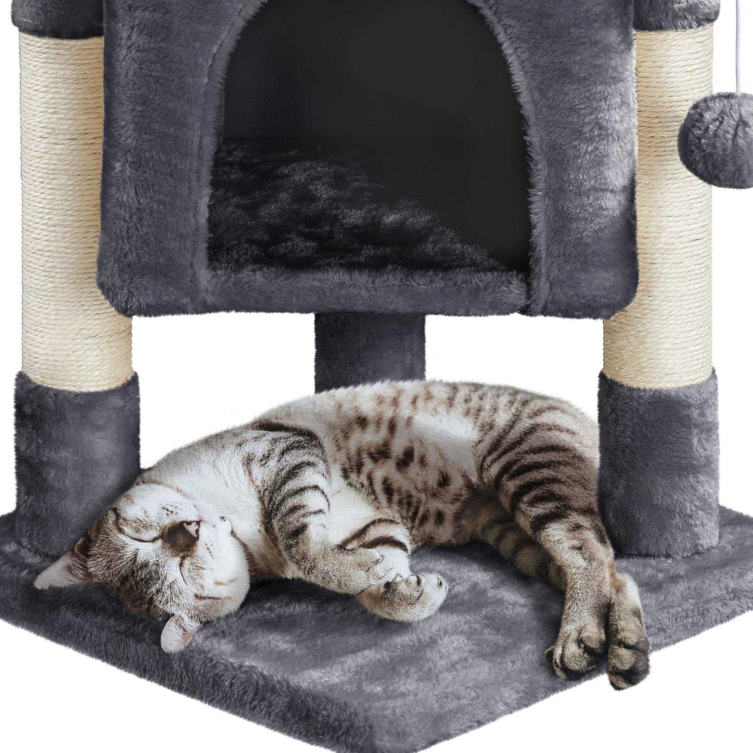 Gray 2-Level Small Cat Tree with Wide Perch S199889
