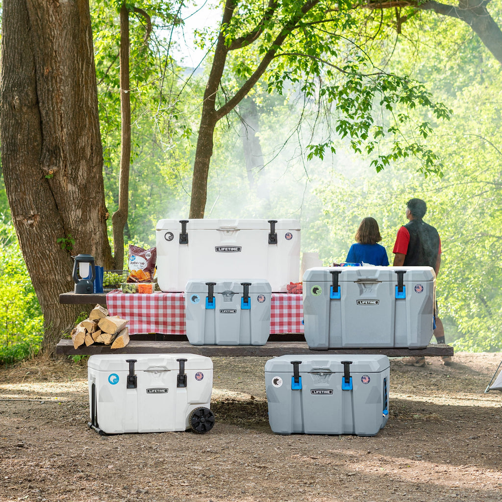 55 Quart Polyethylene Cooler, Light Gray Y76879