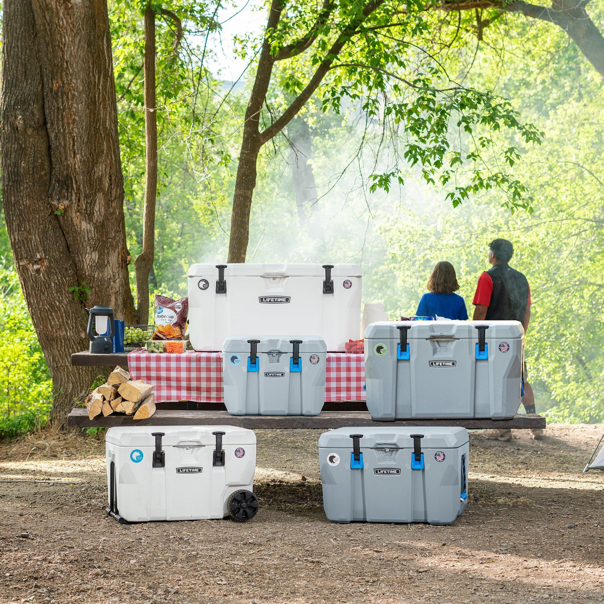 55 Quart Polyethylene Cooler, Light Gray Y76879
