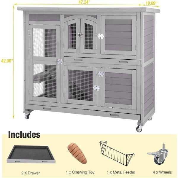 2 Story Rabbit Hutch on Wheels C543