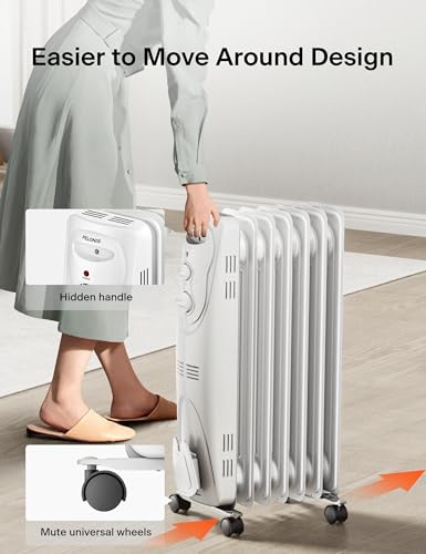 Oil Filled Radiator Heater for Indoor Use, 1500W, 3 Heat Settings, Black L661109
