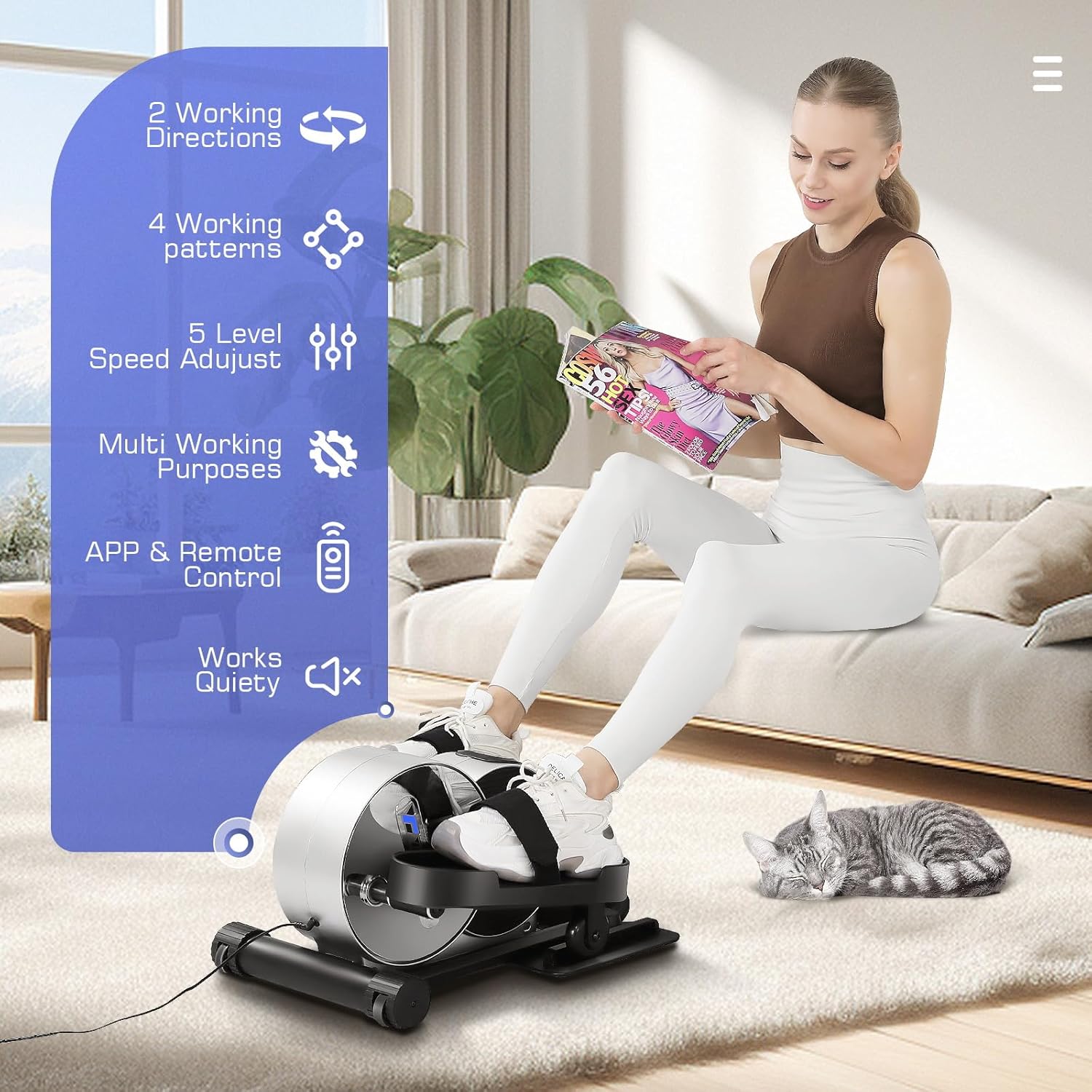 Under Desk Elliptical with Fitness App and LCD Display L1121