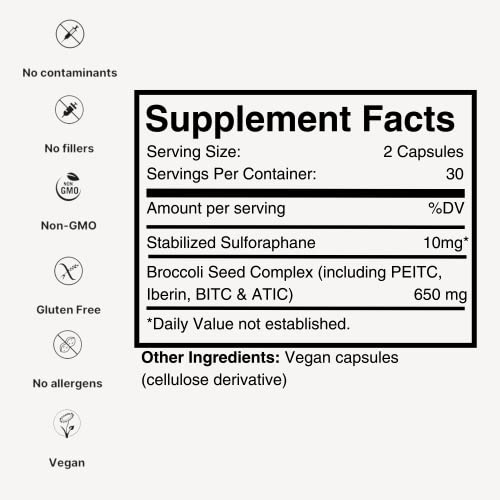 Broccoli Supplement with Stabilized Sulforaphane Extract, 30 Vegetable Capsules W3668