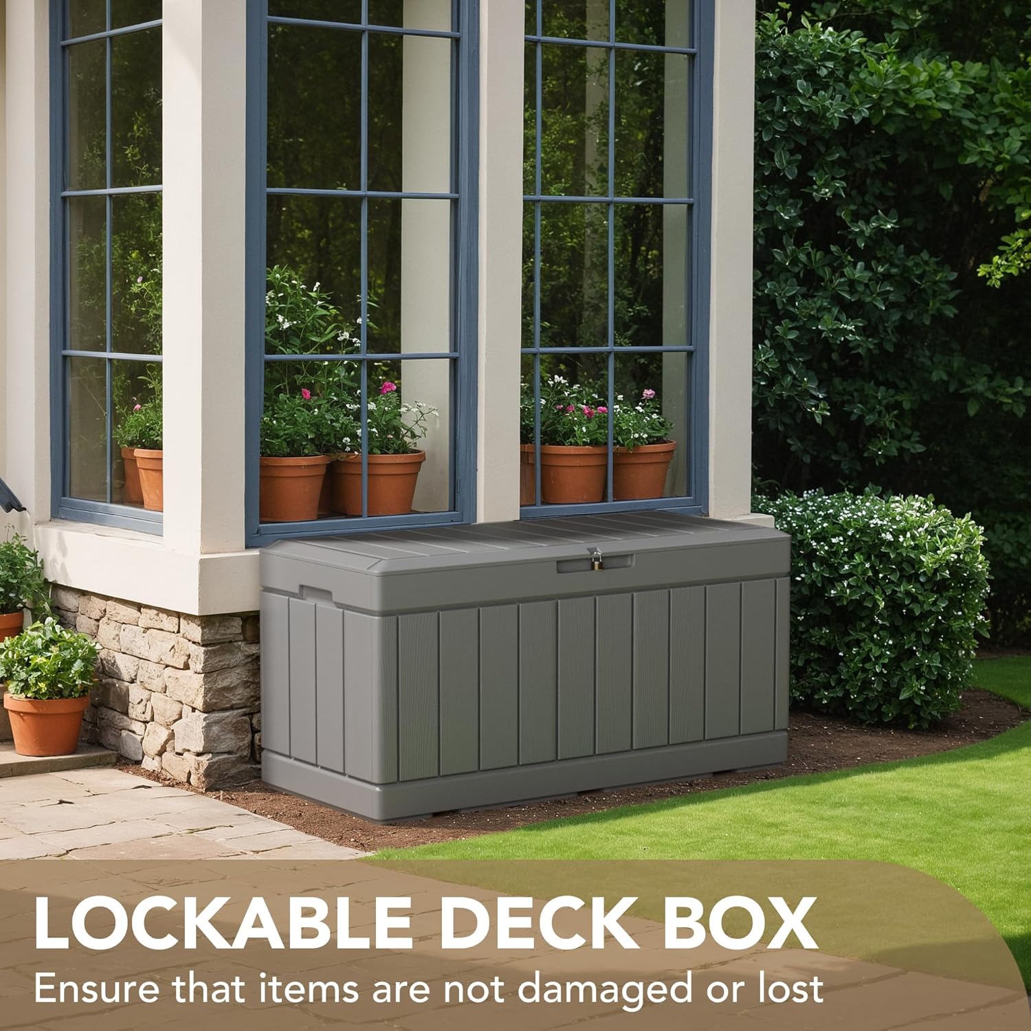 Outdoor Storage Box for Patio Cushions, Waterproof, Lockable V59499