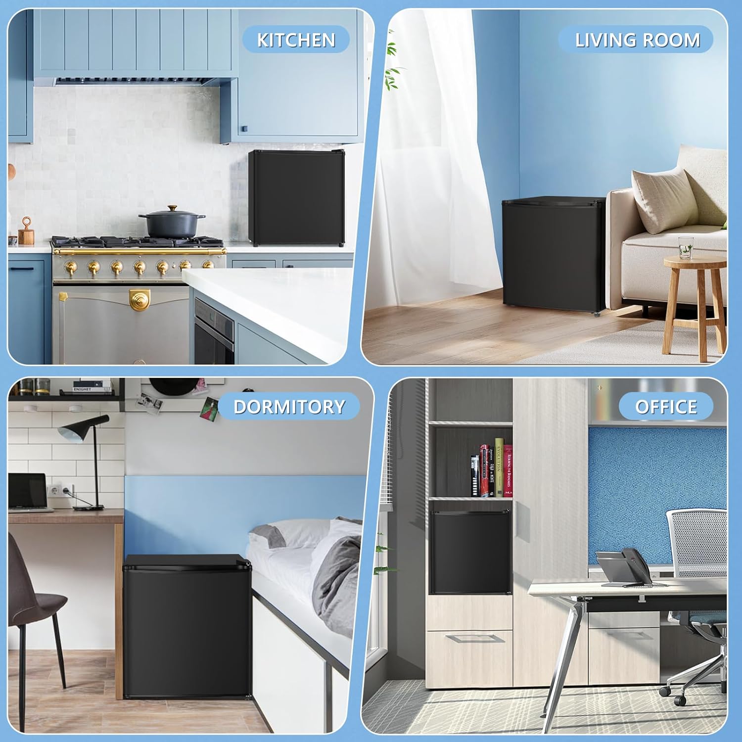 Mini Fridge with Freezer, 1.4 Cu. Ft Compact Refrigerator, Reversible Door, Black X416773