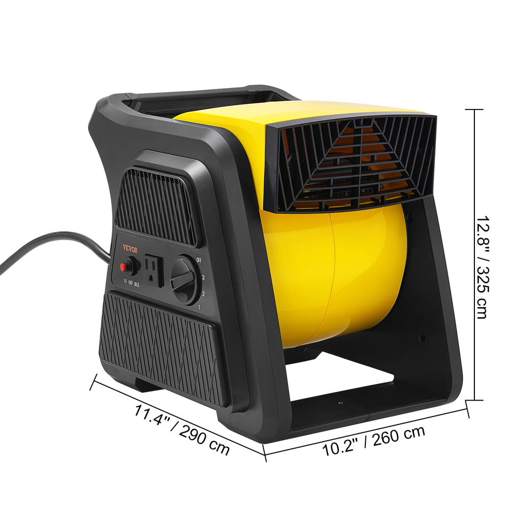 600 CFM 3-Speed Pivoting Floor Blower Fan with Timer and Power Outlet Q847