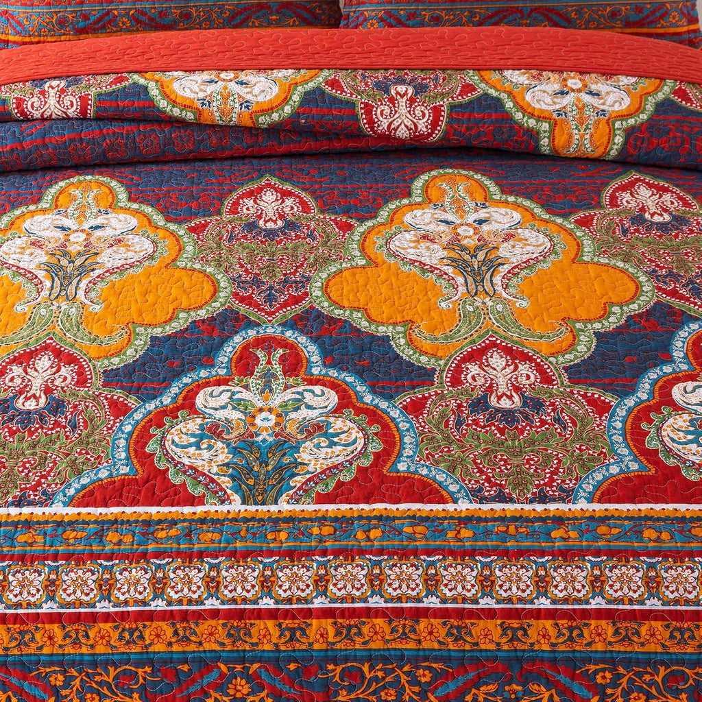 Reversible Cotton Patchwork Bedspread Set W41550