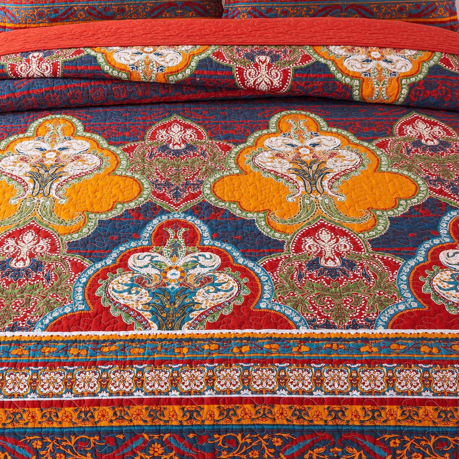 Reversible Cotton Patchwork Bedspread Set W41550