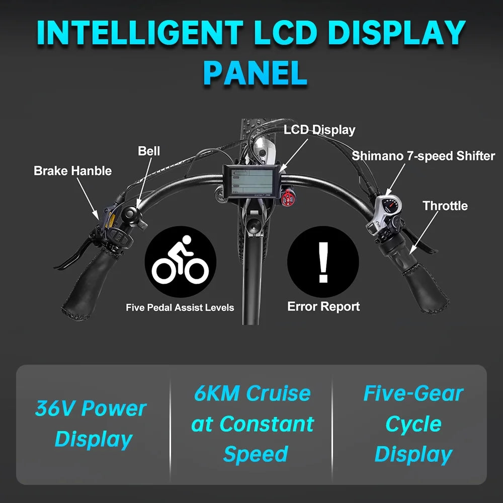 Electric Bike Fat Tire 26" Adults Aluminum Frame 750W Motor 48V 12.5AH C6861