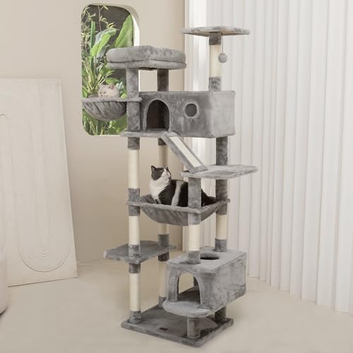 Large Cat Tree for Indoor Cats with Scratching Posts, Beige T81270