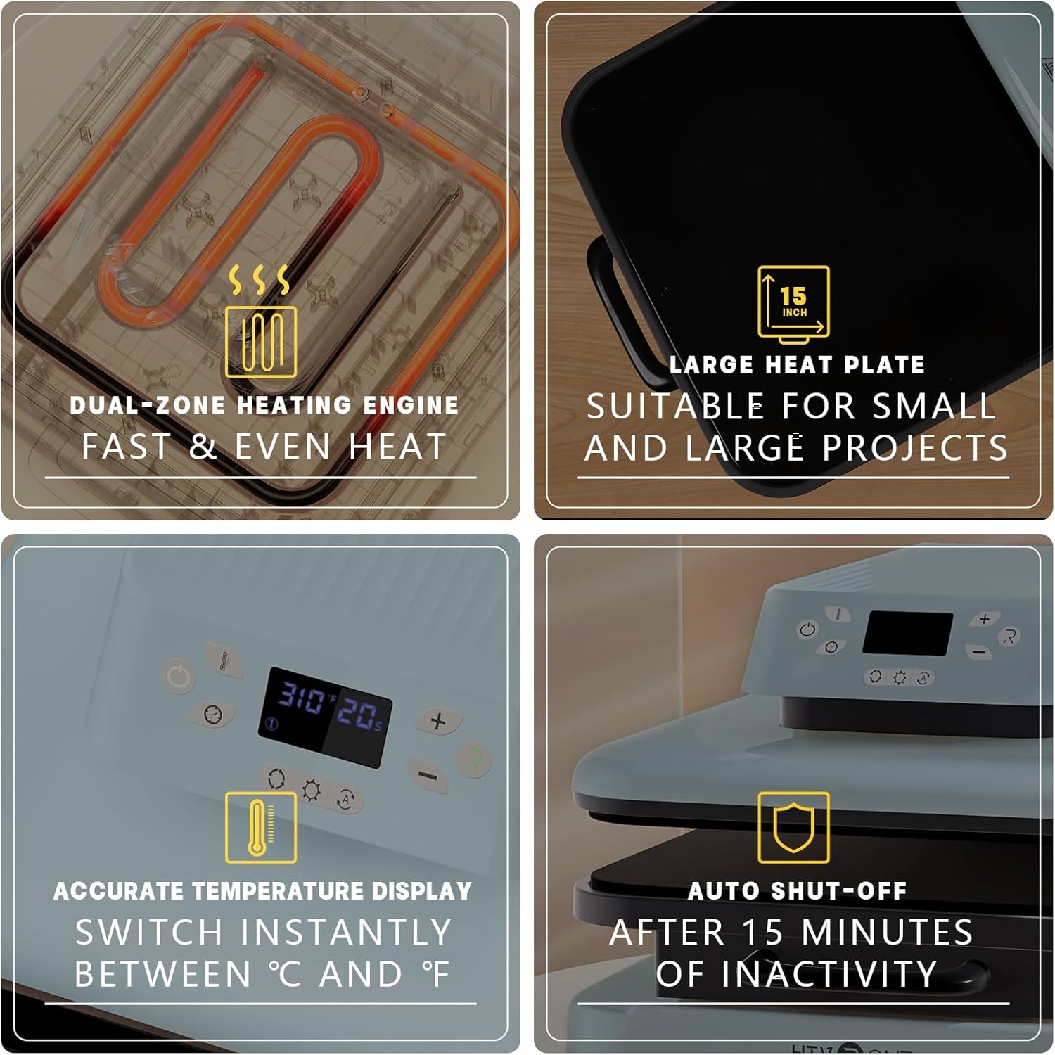 Auto Heat Press Machine for T Shirts 15 x 15 with Teflon Sheets I507