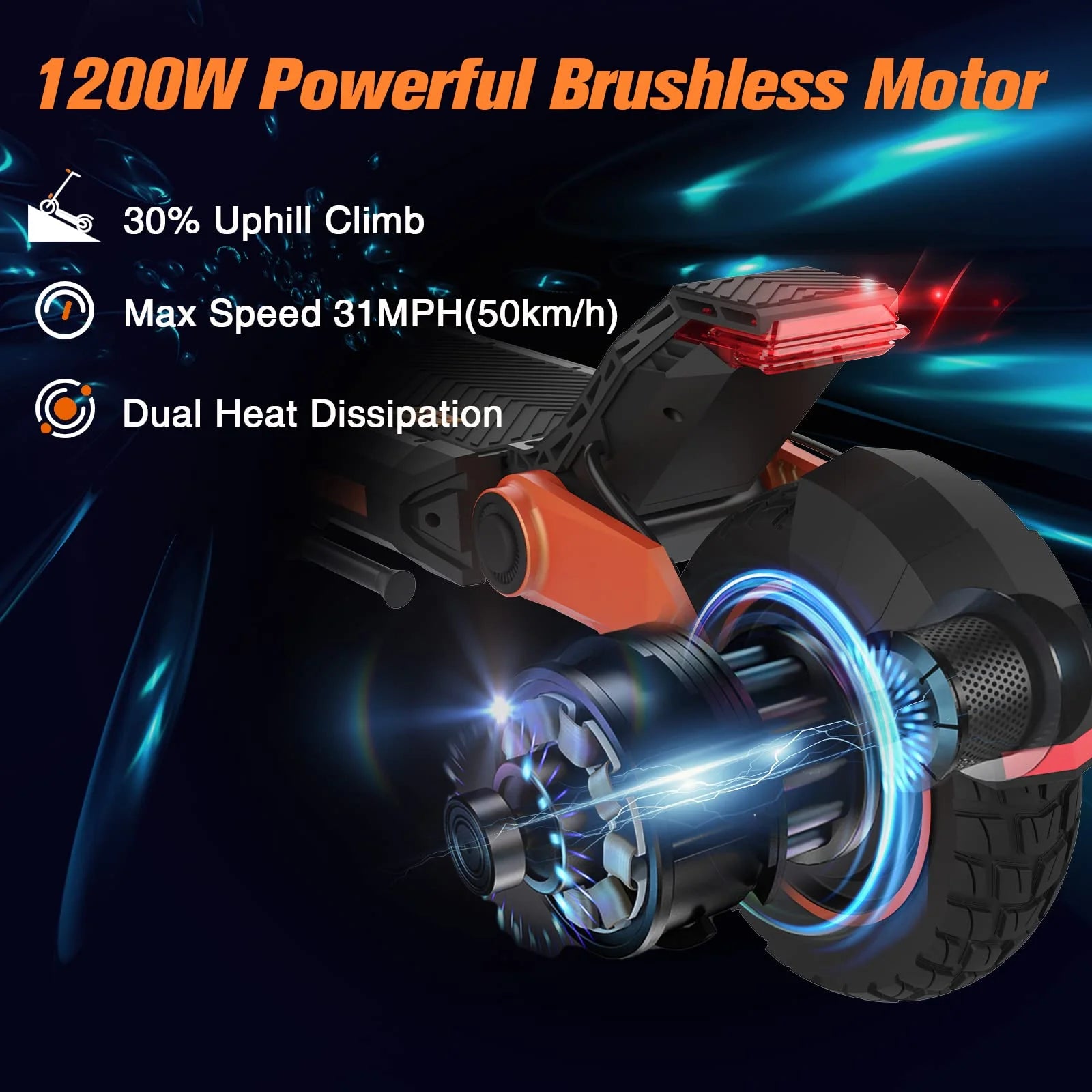 Electric Scooter for Adults 1200W Motor 31 mph Off Road Tires K367902