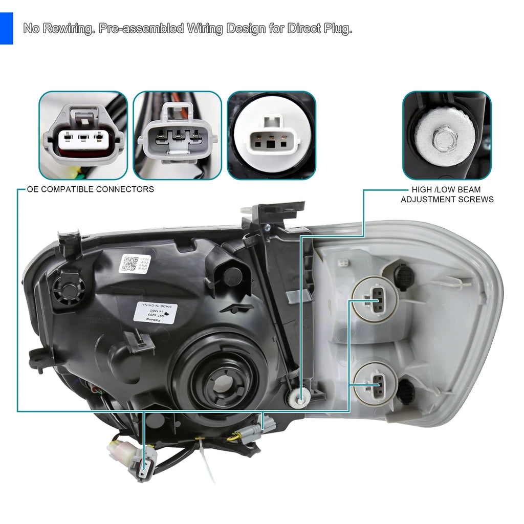 Chrome Housing Smoke Lens LED Switchback Headlights with Corner Lights for 2005-2006 Toyota Tundra Q78191