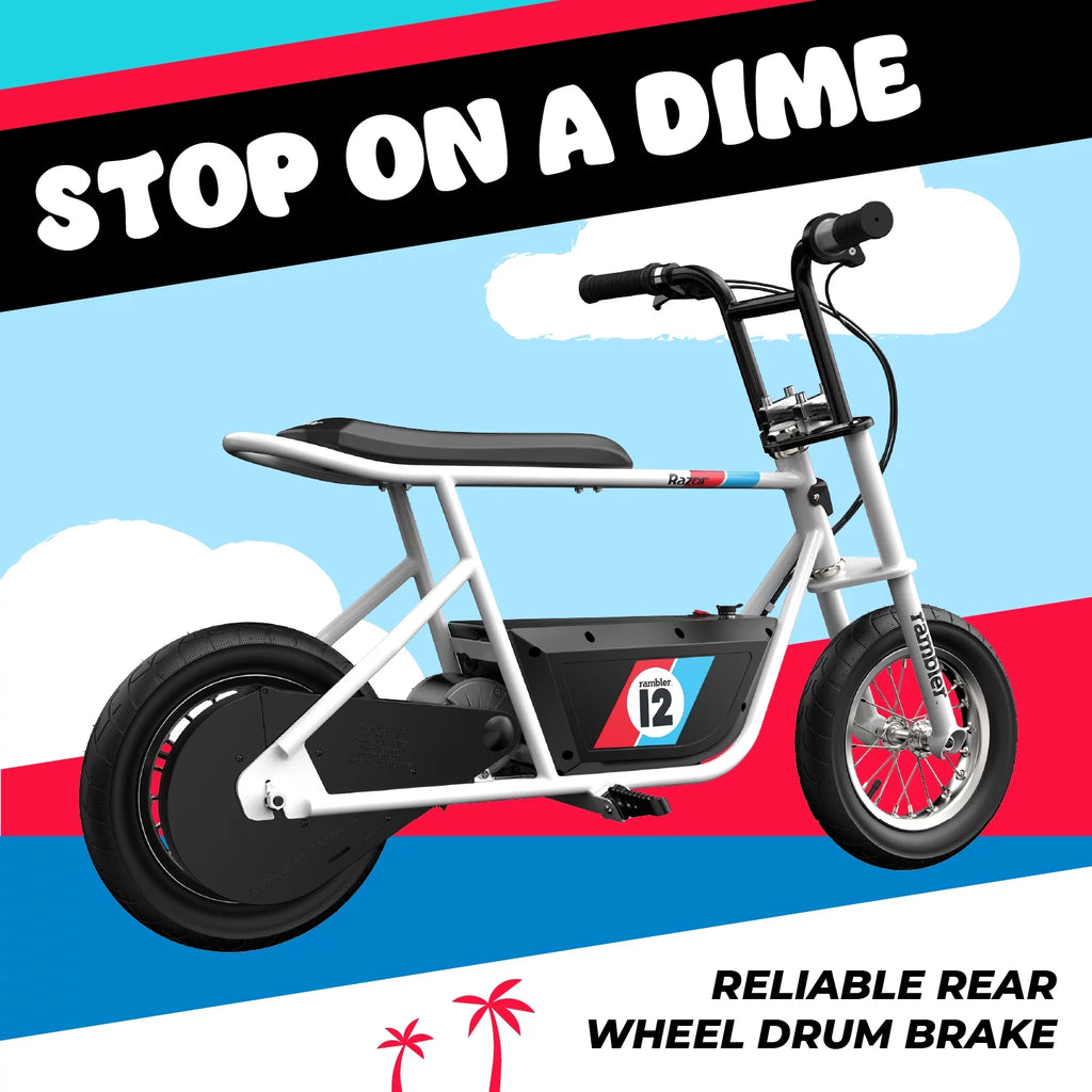 12 Seated Electric Scooter White 14 mph 12 Air-Filled Tires for Teens I13871