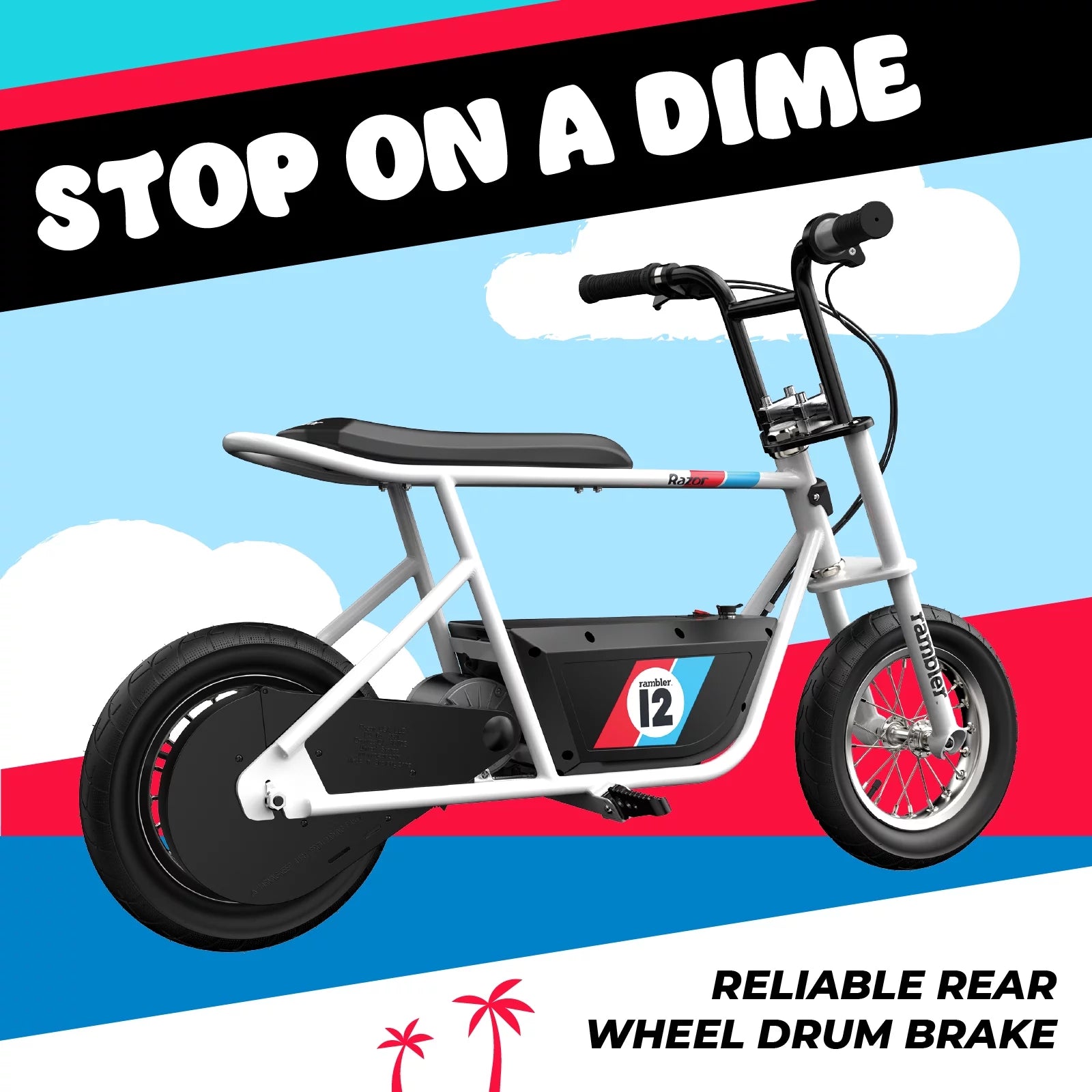 12 Seated Electric Scooter White 14 mph 12 Air-Filled Tires for Teens I13871