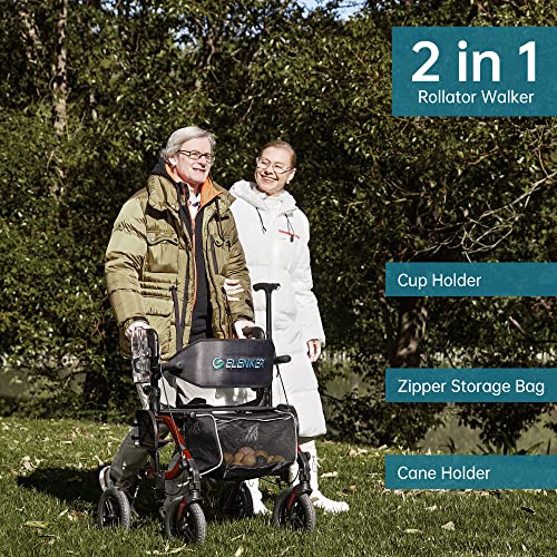 All-Terrain 2 in 1 Rollator Walker & Transport Chair with 10" Wheels, Blue K492
