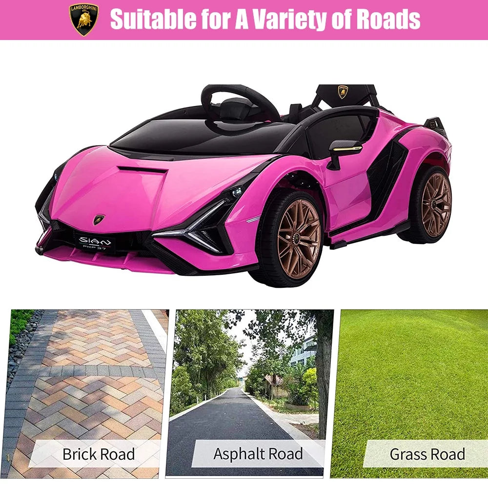 Pink Ride On Sports Car with Remote Control, 12V Electric Battery Powered Toy for Kids P8161