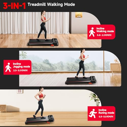 Walking Pad Treadmill with Incline, Under Desk Portable Treadmill with Remote Control U8821