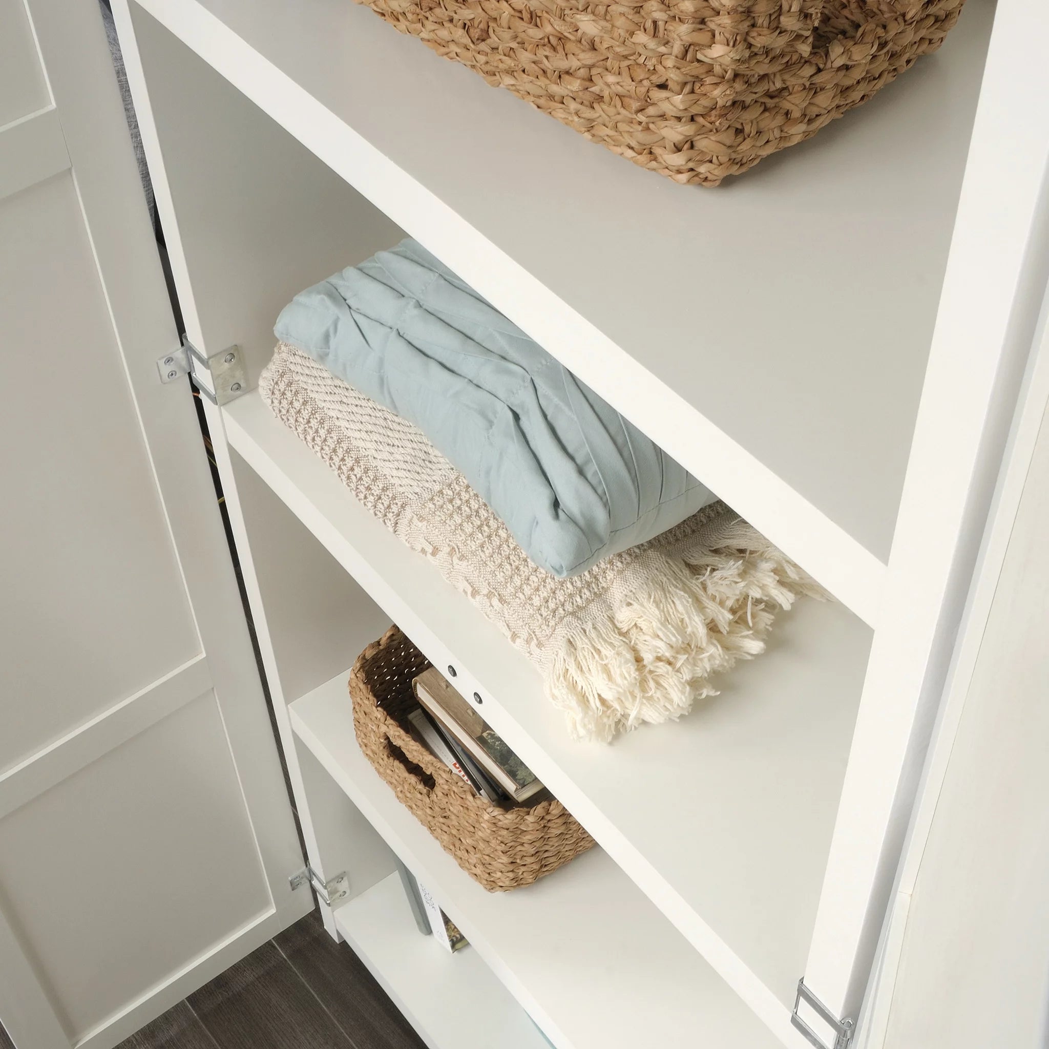 Wood Storage Cabinet, White Finish B3192