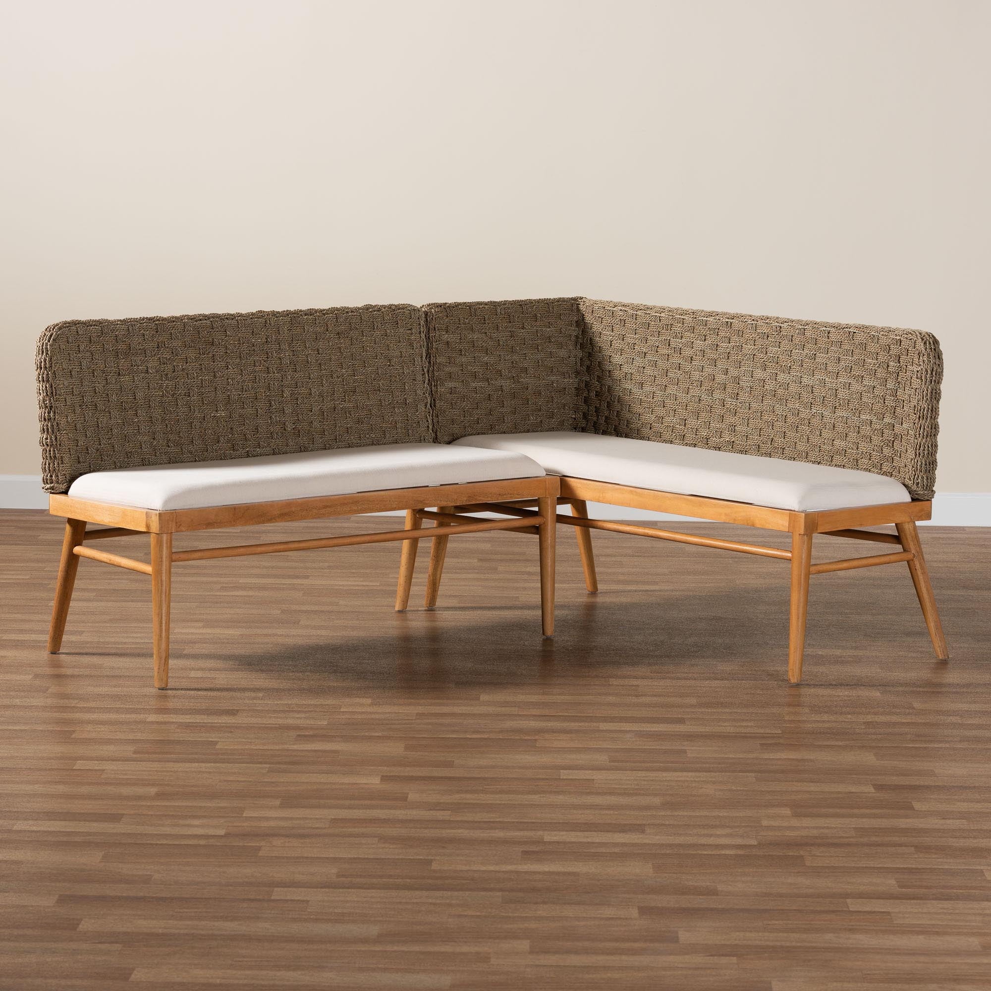 Boho Dining Nook Banquette Set, 2-Piece, Brown N4202