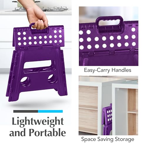 Folding Step Stool for Adults and Kids, One-Flip Open, Black D6735