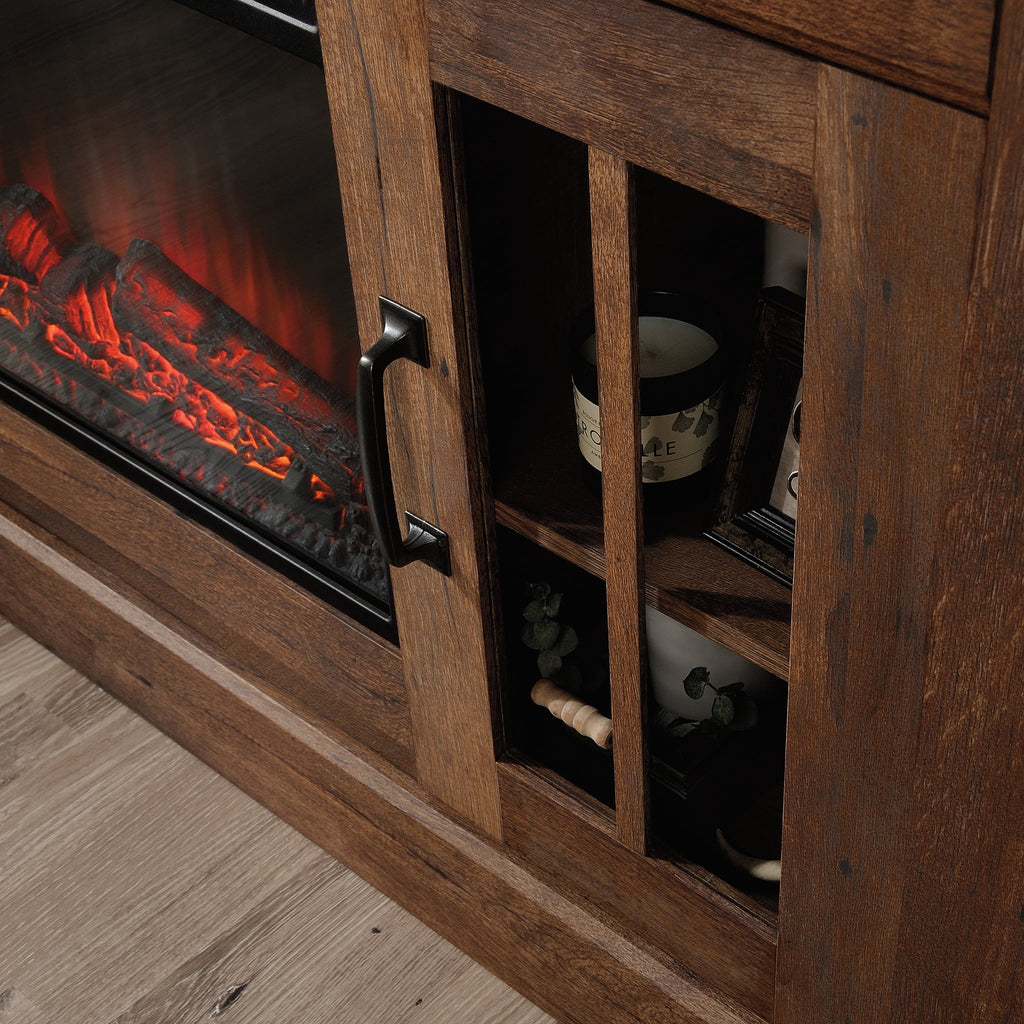 Rustic Fireplace TV Stand for TVs up to 50", Vintage Oak Finish H9192
