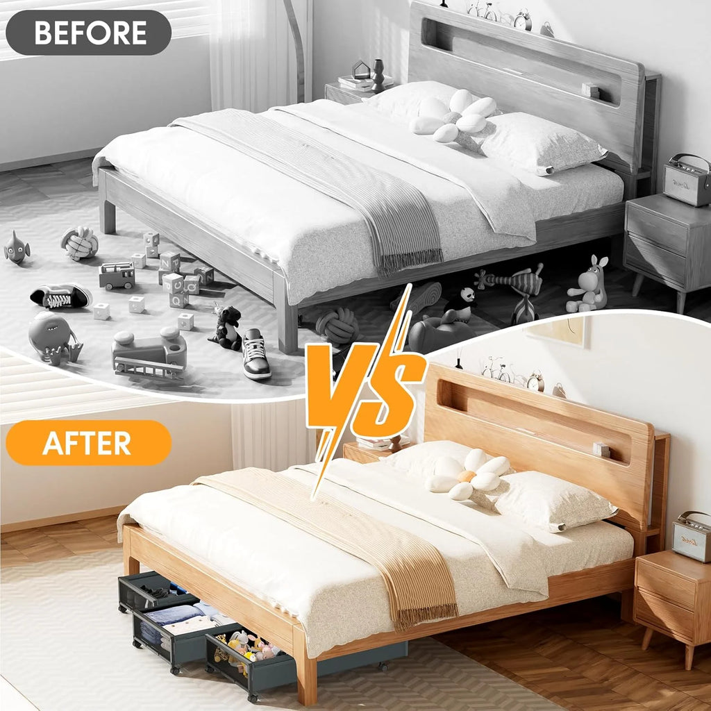 Under Bed Storage Containers with Wheels 2 Pack with Lid B8894