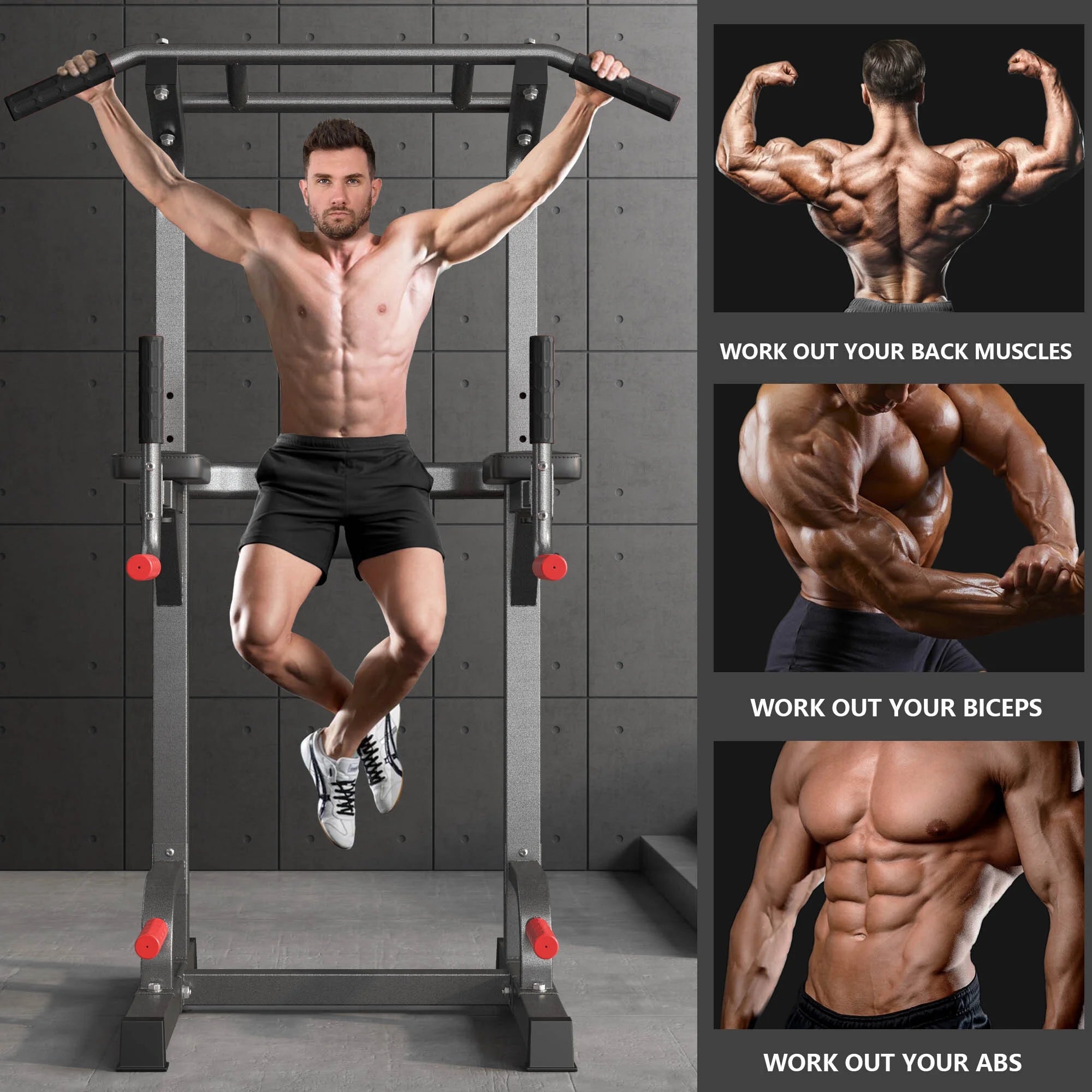 Power Tower Dip Station Pull Up Bar Stand with Adjustable Height R971