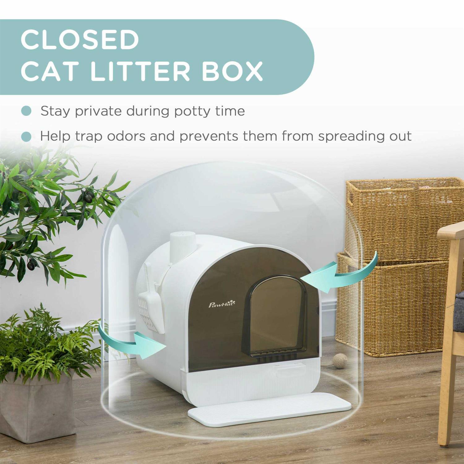 Covered Cat Litter Box with Tray for Indoor Cats Z53522