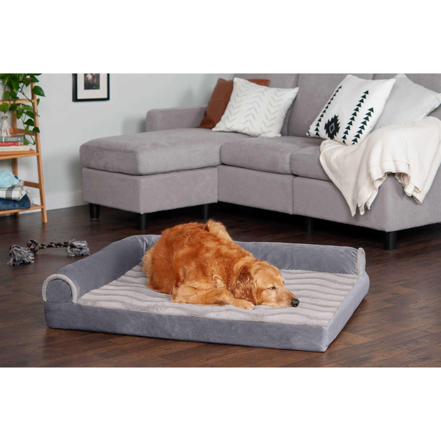 Wave Fur & Velvet Deluxe Chaise Lounge Dog Bed D36617