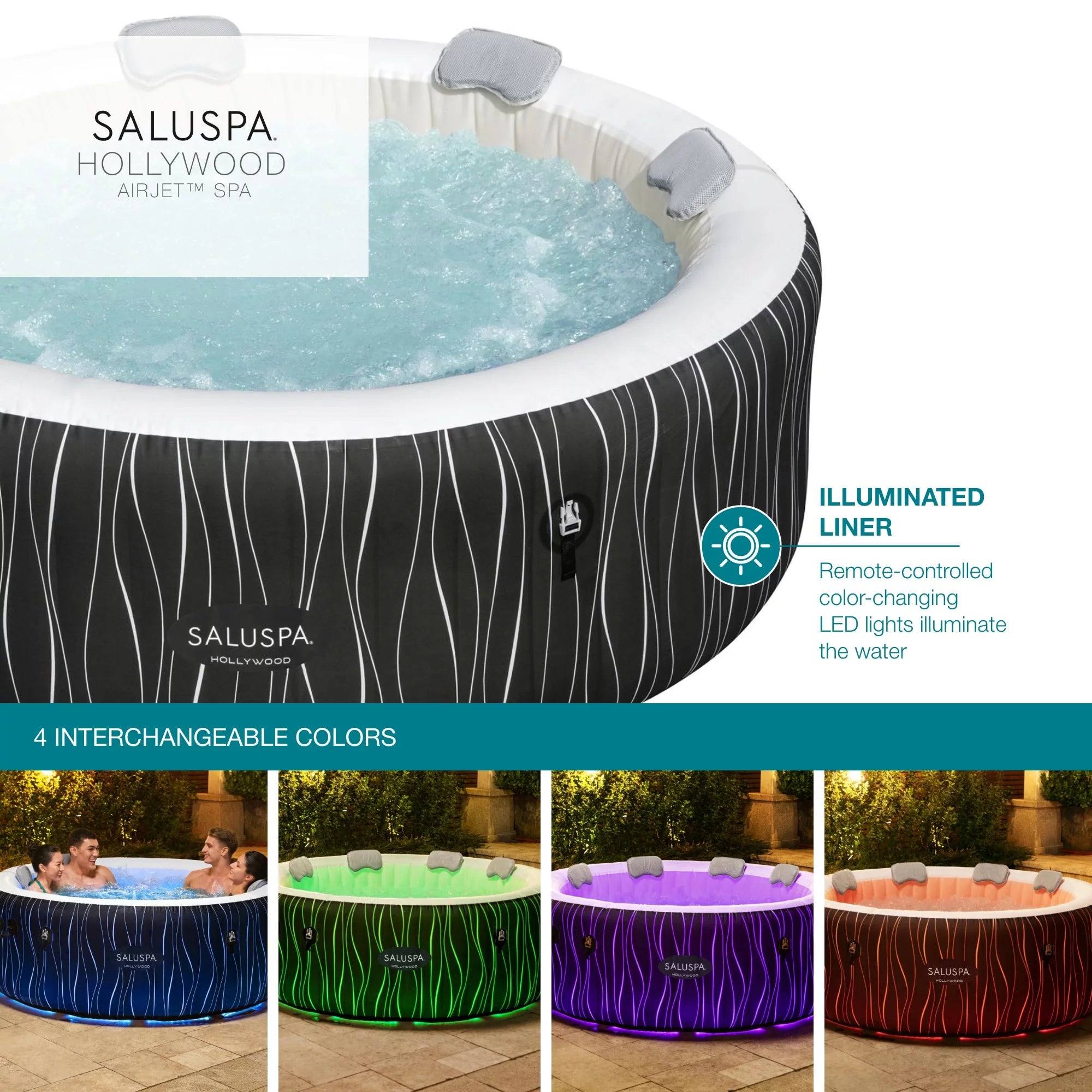Inflatable Hot Tub with LED Lights, 104°F Max A613621