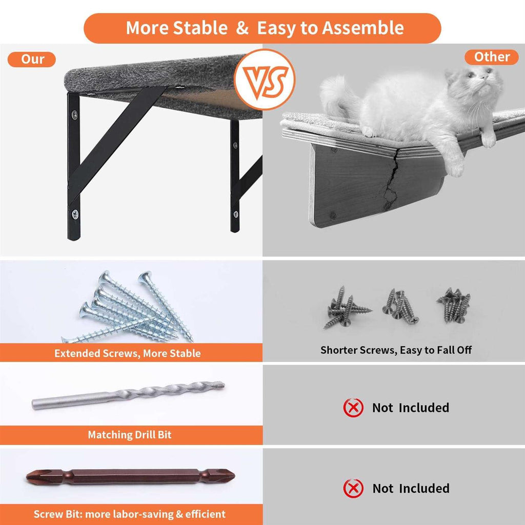 Wall-Mounted Cat Furniture Set with Shelves, Climber, and Scratcher C608364