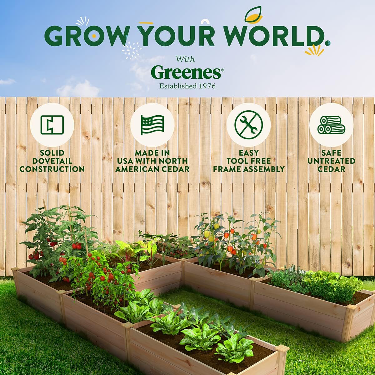 Cedar Raised Garden Bed, 8' x 12' x 16.5" U-Shaped U1093