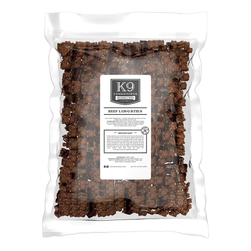 K9 Connoisseur Low to Odor Free Slow Roasted Beef Lung Bites for Dogs Made in USA Grain &amp; Rawhide Free Natural Dog Treats - Pet Supplies online store
