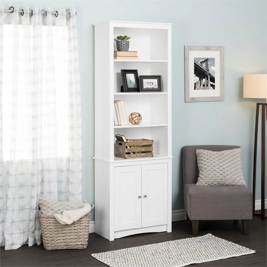 Tall 6 Shelf Bookcase with 2 Shaker Doors Q5783