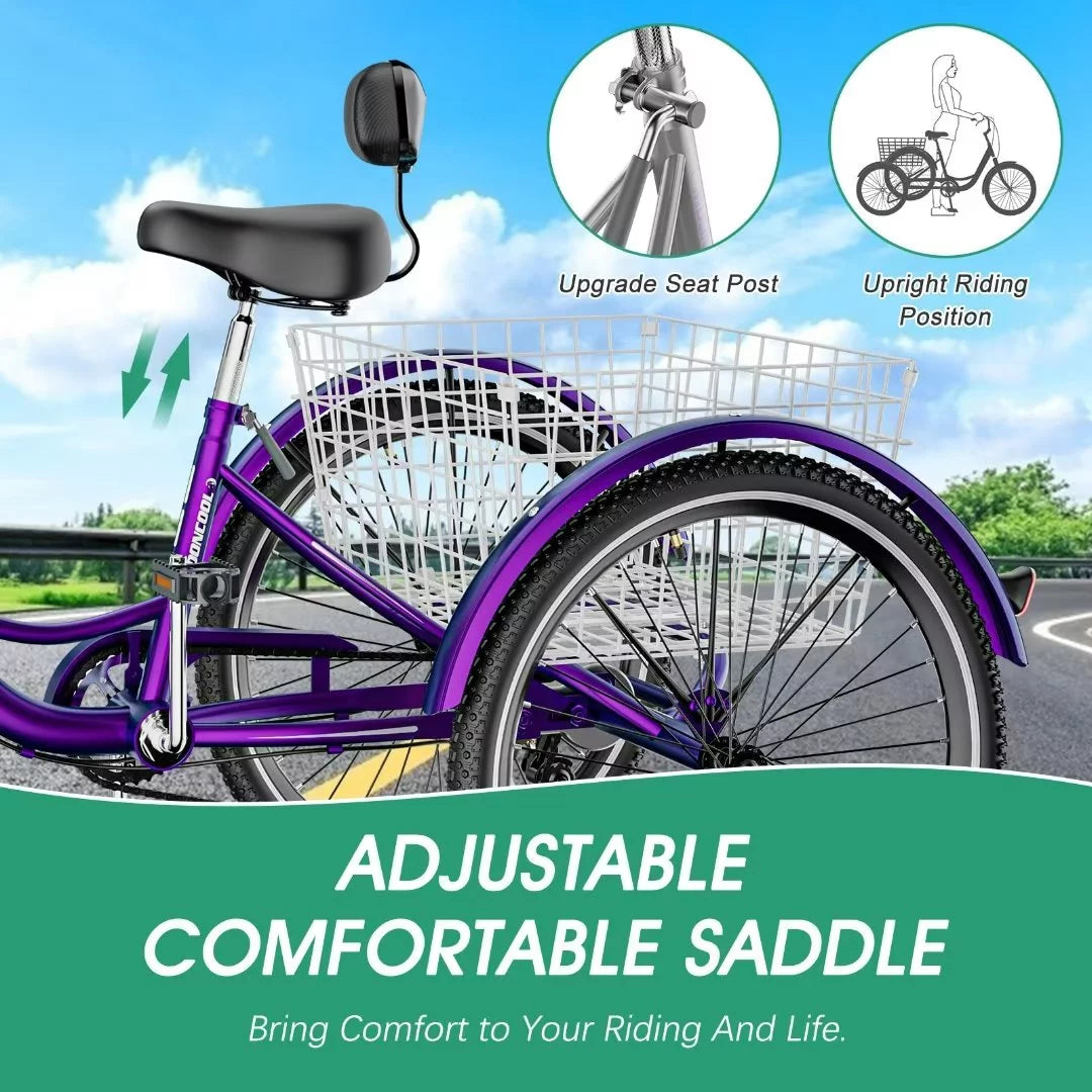 Adult Electric Tricycle 500W 3-Wheel Bike for Seniors P326542