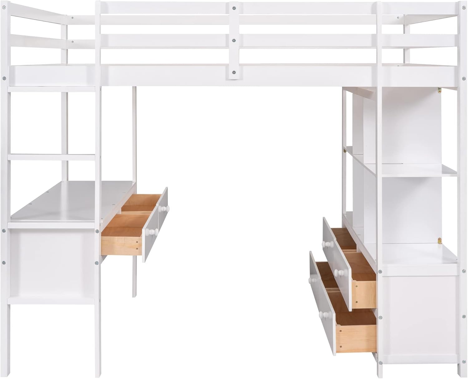 Full Loft Bed with Built-in Desk and Storage Shelves Z5593