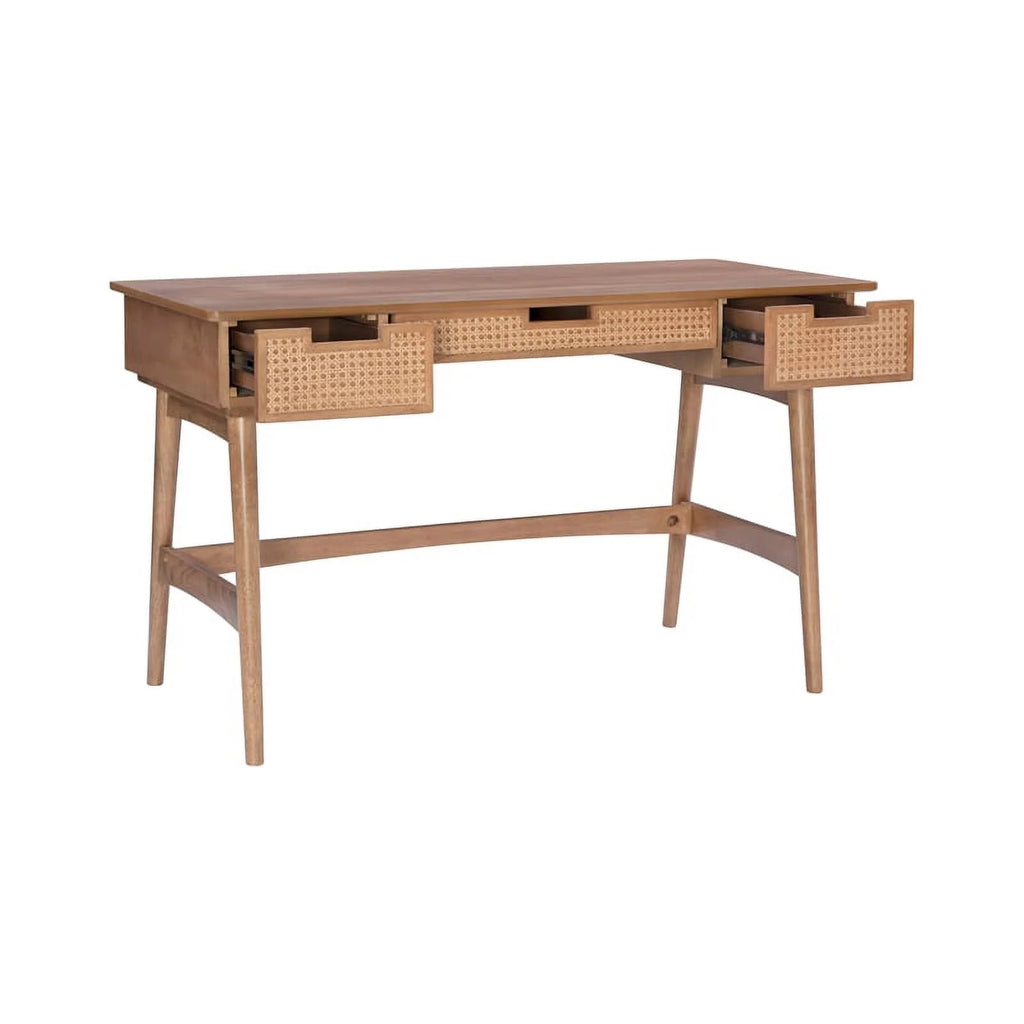 Rattan Wood Desk with Drawers K656