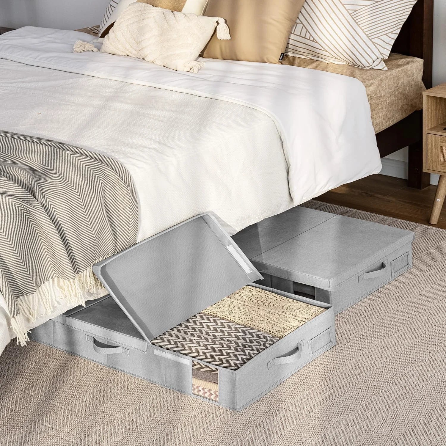 Under Bed Storage Bins with Lids and Handles Z58849