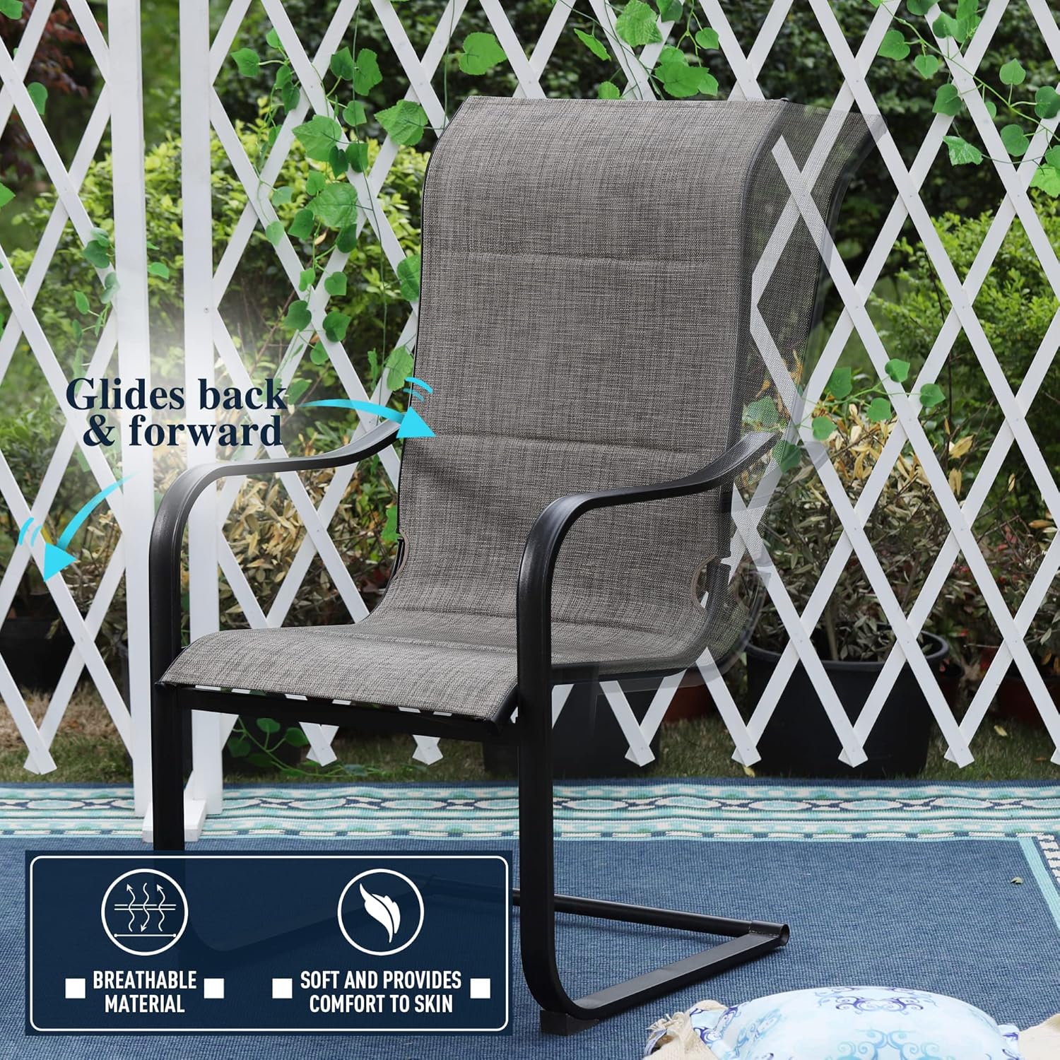 Patio Furniture Set Outdoor Dining Set 7 Pieces with High Back Chairs and Expandable Table W409